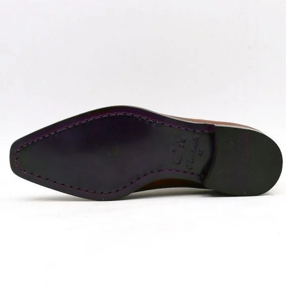 Men’s Whole Cut Handmade Leather Oxford Dress Shoes - Patina Full Grain Calf Leather Shoe CE01 - Image 3