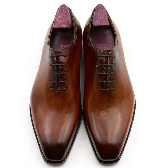 Men’s Whole Cut Handmade Leather Oxford Dress Shoes - Patina Full Grain Calf Leather Shoe CE01 - Image 6