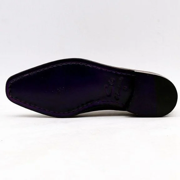 Men Dress Shoes Leather Patina Purple Men Office Shoe Genuine Calf Leather Outsole Men's Slip-Ons Leather Handmade - Image 2