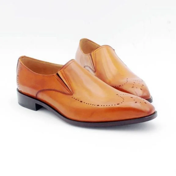 Cie Men’s Handmade Loafer Shoe Hand-Painted Brown Full Grain Calf Leather - Image 6
