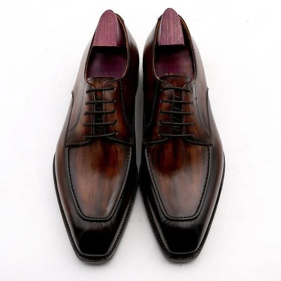Men’s Handmade Derby Shoes Leather Patina Brown Men Office Shoe Genuine Calf Leather Outsole Men Suits Formal Leather Handmade CE07 - Image 6