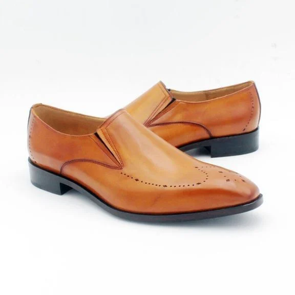 Cie Men’s Handmade Loafer Shoe Hand-Painted Brown Full Grain Calf Leather - Image 5