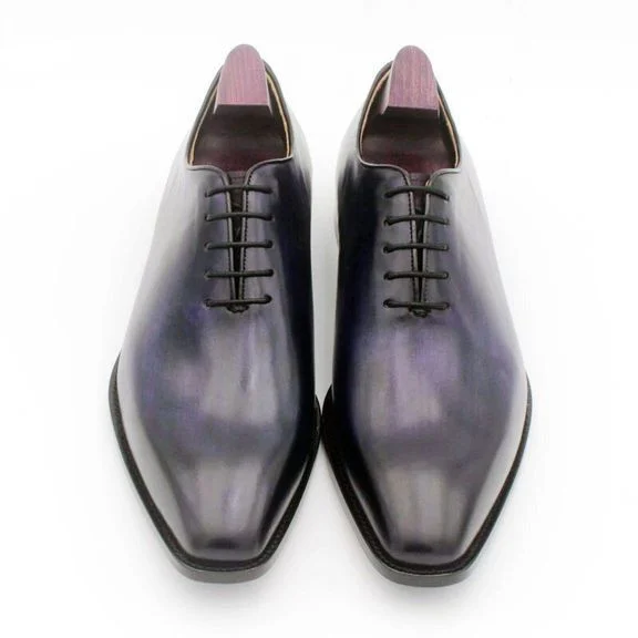 Cie Men's Handmade Oxford Shoe Genuine Full Grain Calf Leather - Square Toe Whole Cut Patina Deep Purple CE04 - Image 5