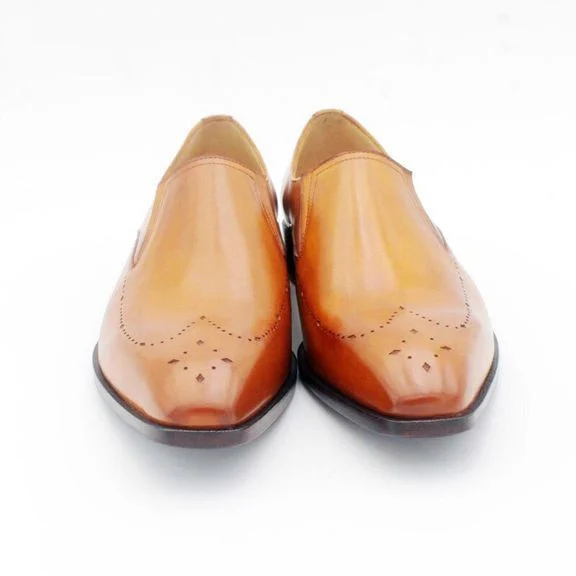 Cie Men’s Handmade Loafer Shoe Hand-Painted Brown Full Grain Calf Leather - Image 4