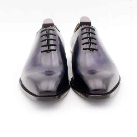 Cie Men's Handmade Oxford Shoe Genuine Full Grain Calf Leather - Square Toe Whole Cut Patina Deep Purple CE04 - Image 4