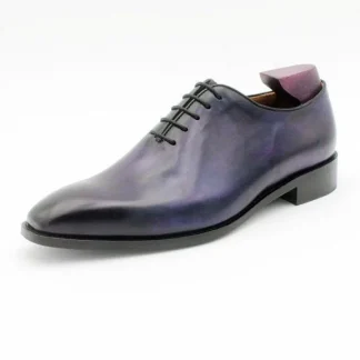 Cie Men's Handmade Oxford Shoe Genuine Full Grain Calf Leather - Square Toe Whole Cut Patina Deep Purple CE04