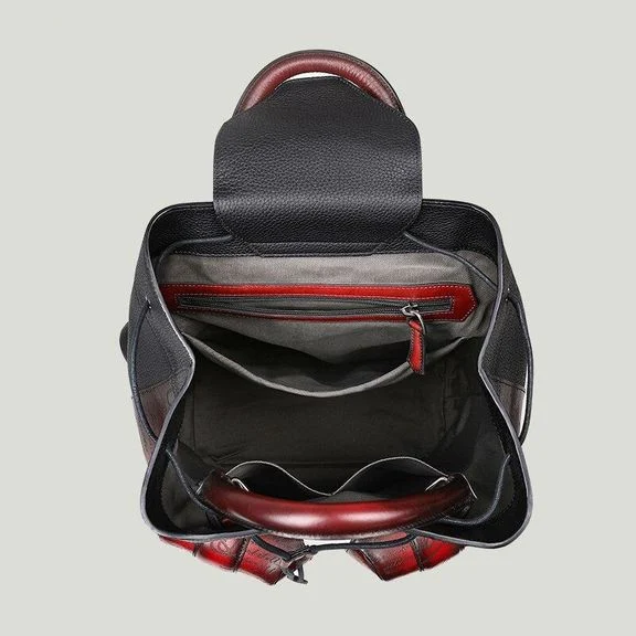 Handmade Patina 100% Calfskin Backpack Leather Genuine Laptop Vintage Style Large-capacity Travel Bag - Image 6