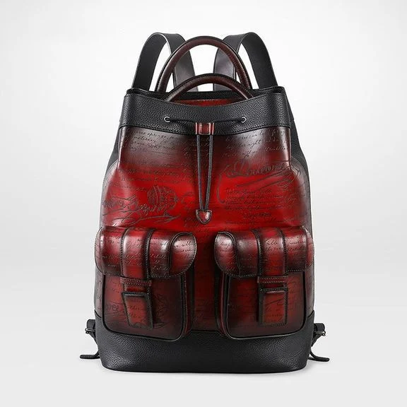 Handmade Patina 100% Calfskin Backpack Leather Genuine Laptop Vintage Style Large-capacity Travel Bag - Image 7