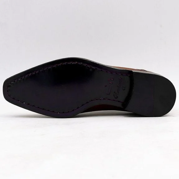 Handmade Leather Oxford Shoe For Men - Patina Brown Hand-Painted Genuine Calf Leather Men Suits Formal Leather Handmade - Image 2