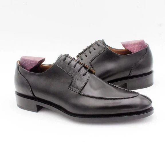 Round Toe Hand Stitching Solid Black Derby Business Goodyear Men's Dress Shoe Genuine Full Grain Calf Leather Work Shoe - Image 7