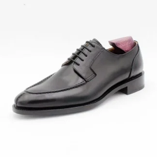 Round Toe Hand Stitching Solid Black Derby Business Goodyear Men's Dress Shoe Genuine Full Grain Calf Leather Work Shoe