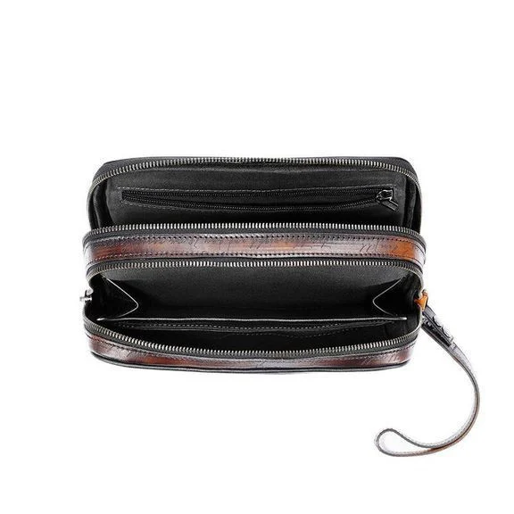 Saigon-Leather Custom Engraved Patina Men's Clutch HB531 - Image 5