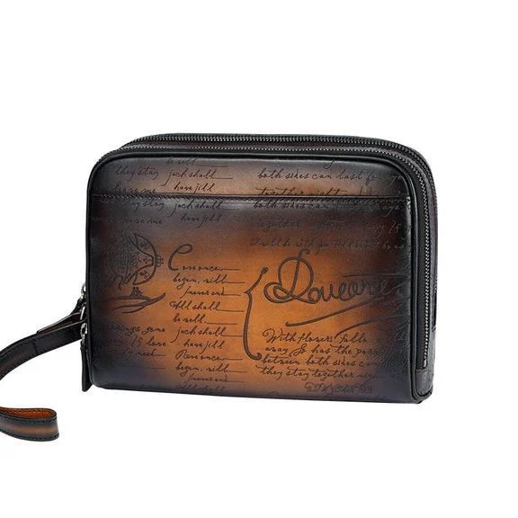 Saigon-Leather Custom Engraved Patina Men's Clutch HB531 - Image 6