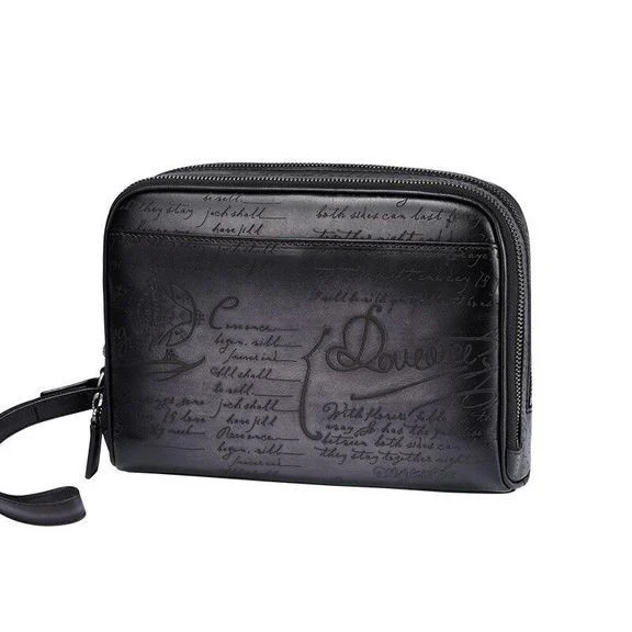 Saigon-Leather Custom Engraved Patina Men's Clutch HB531 - Image 8