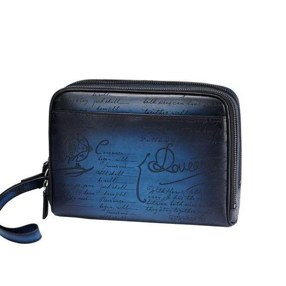 Saigon-Leather Custom Engraved Patina Men's Clutch HB531 - Image 7