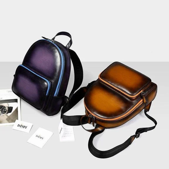 Handmade Patina Waterproof Designer mochila Backpack Male Genuine Leather Bag pack Vintage Style Casual Back Bag Back packs - Image 3