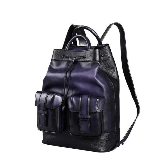 Men Backpacks Genuine Leather 15.6 Inch Daily Work Backpack Schoolbag Vintage Style back pack mochila escolar - Image 3