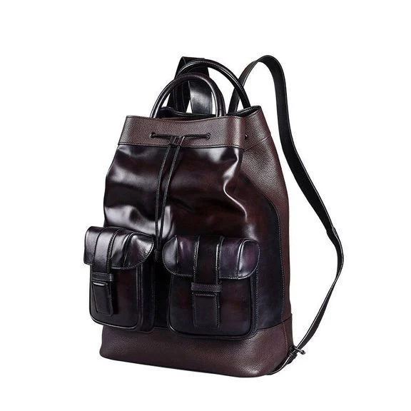 Men Backpacks Genuine Leather 15.6 Inch Daily Work Backpack Schoolbag Vintage Style back pack mochila escolar - Image 6
