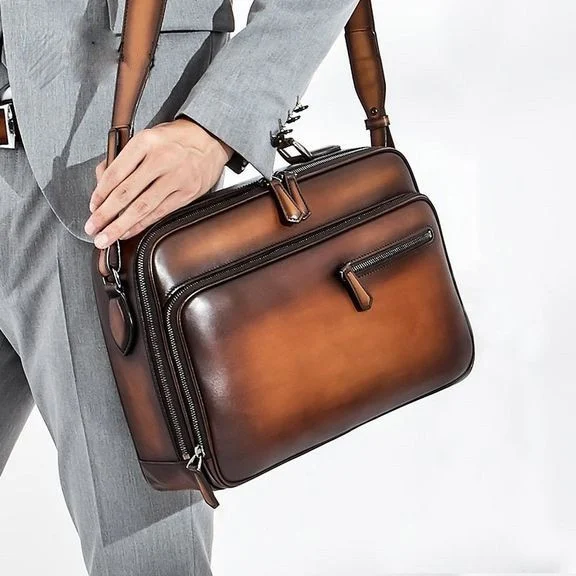 Saigon-Leather Handcrafted Patina Men's Clutch Product Description B527 - Image 2