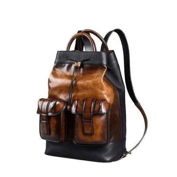 Men Backpacks Genuine Leather 15.6 Inch Daily Work Backpack Schoolbag Vintage Style back pack mochila escolar - Image 5