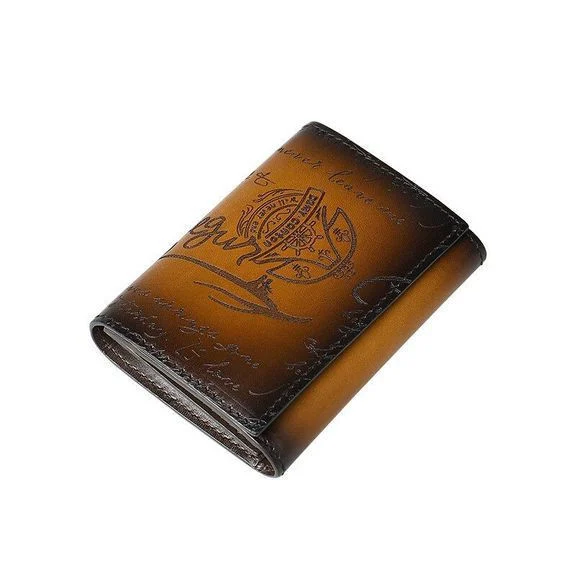 Saigon-Leather Handcrafted Patina Engraved Leather Wallet W722 - Image 2