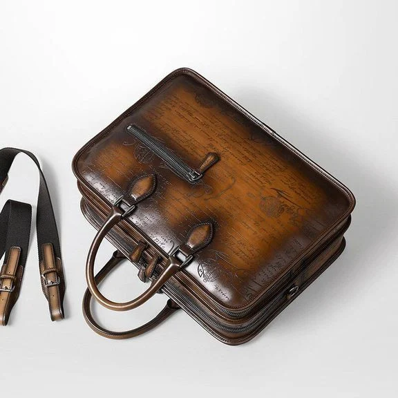 Saigon-Leather Executive Engraved Leather Briefcase B352 - Image 5