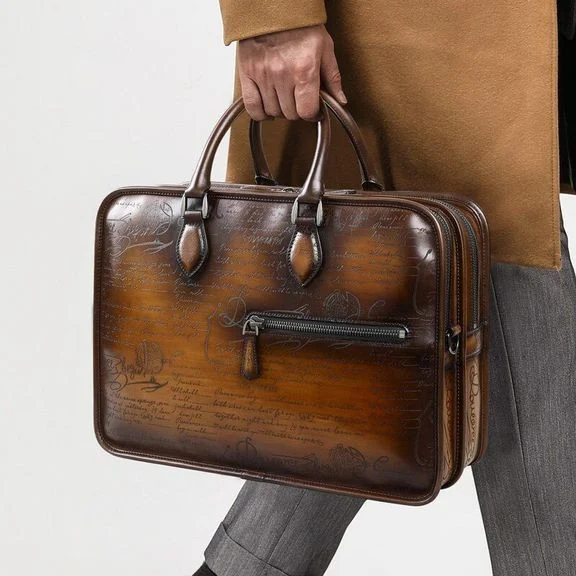 Saigon-Leather Executive Engraved Leather Briefcase B352 - Image 2