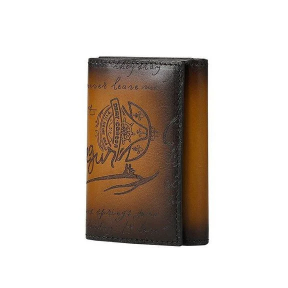 Saigon-Leather Handcrafted Patina Engraved Leather Wallet W722