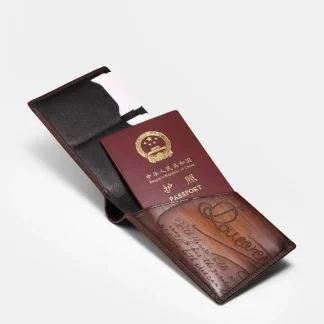 Passport Bag Leather Ticket Passport Holder Anti-theft Brush Multi-function Large Capacity Travel Document Package
