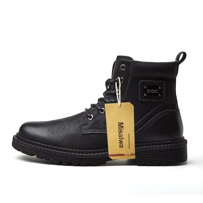 Misalwa 38-46 Winter Warm Genuine Leather Men Boots Ankle Anti-skid Military Snow Boots Work Men - Image 4