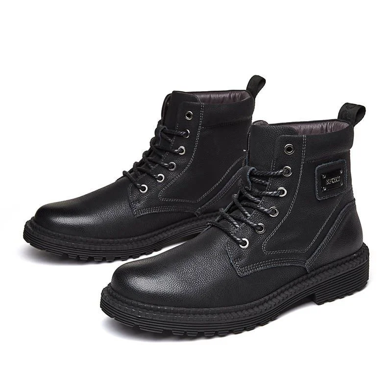 Misalwa 38-46 Winter Warm Genuine Leather Men Boots Ankle Anti-skid Military Snow Boots Work Men - Image 6