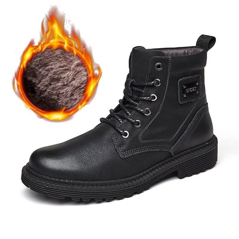 Misalwa 38-46 Winter Warm Genuine Leather Men Boots Ankle Anti-skid Military Snow Boots Work Men - Image 8