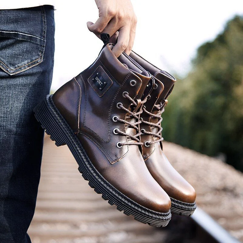 Misalwa 38-46 Winter Warm Genuine Leather Men Boots Ankle Anti-skid Military Snow Boots Work Men - Image 10