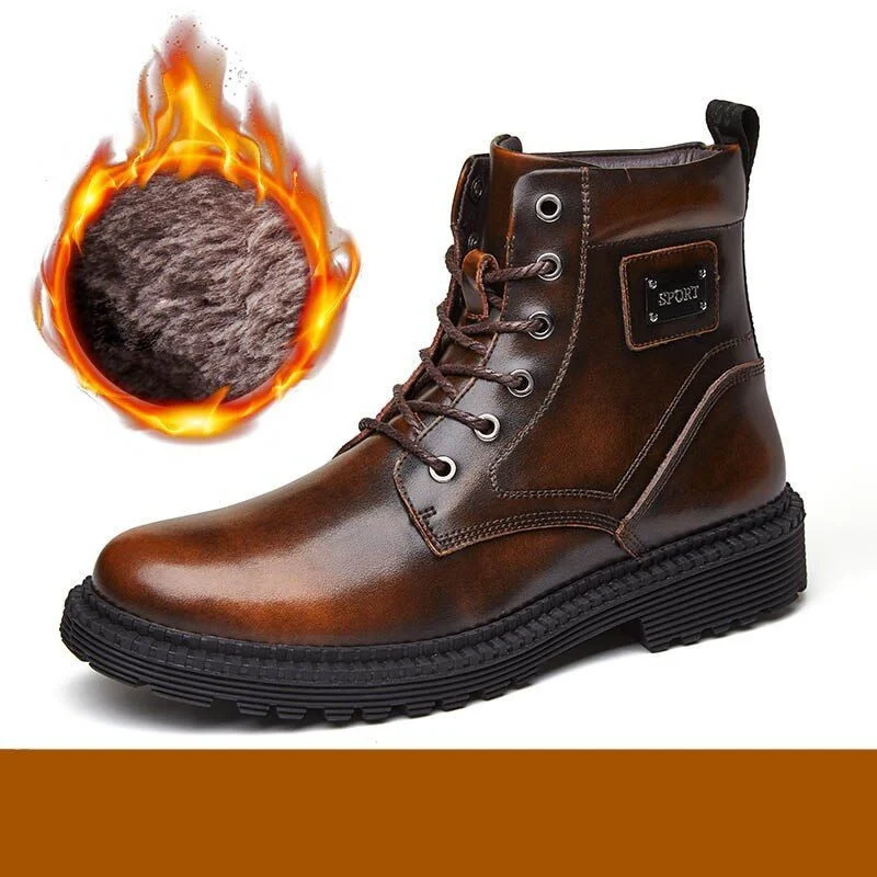 Misalwa 38-46 Winter Warm Genuine Leather Men Boots Ankle Anti-skid Military Snow Boots Work Men - Image 9