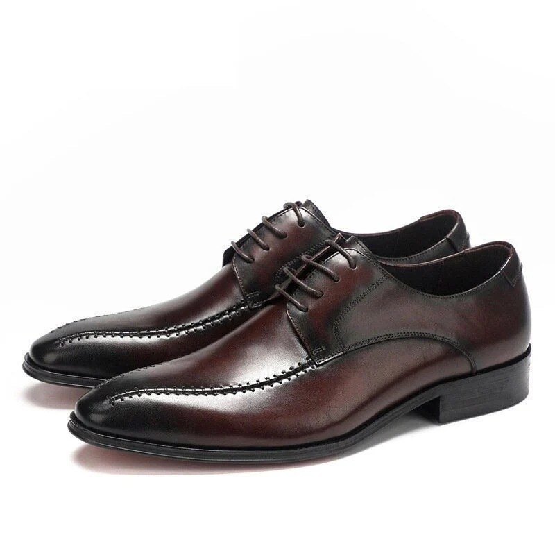 Genuine Cow Leather Men’s Dress Shoes - Fashion Pointed Toe Lace-Up Oxfords Business Formal Big Size - Image 3