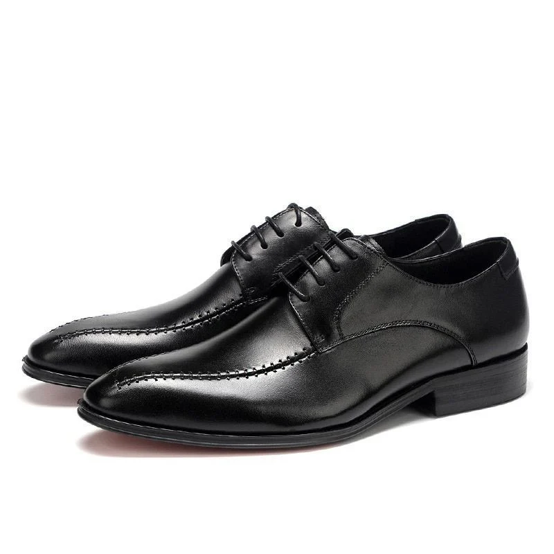 Genuine Cow Leather Men’s Dress Shoes - Fashion Pointed Toe Lace-Up Oxfords Business Formal Big Size - Image 2