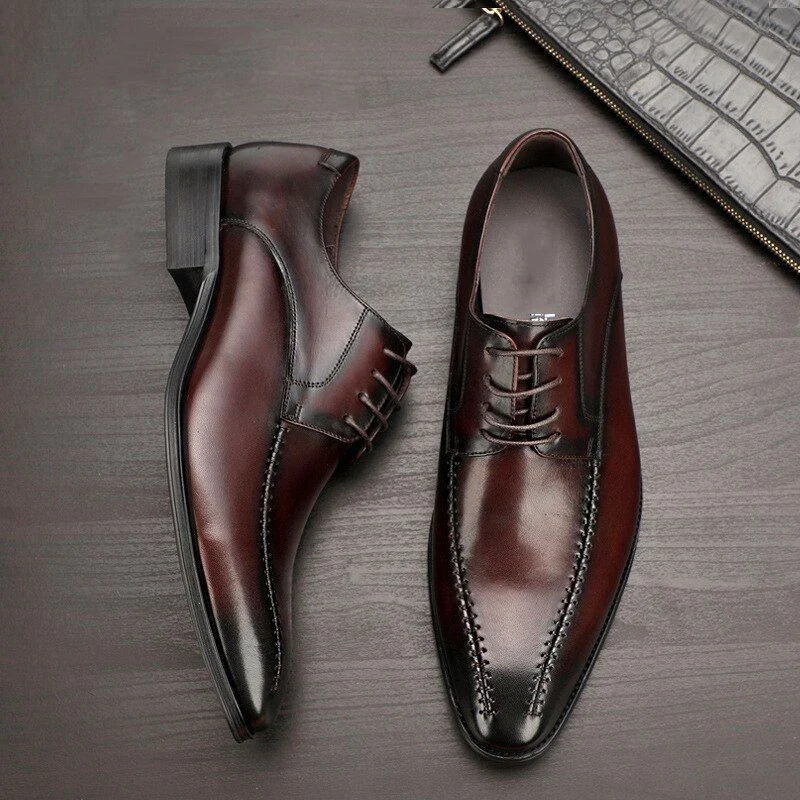 Genuine Cow Leather Men’s Dress Shoes - Fashion Pointed Toe Lace-Up Oxfords Business Formal Big Size - Image 5