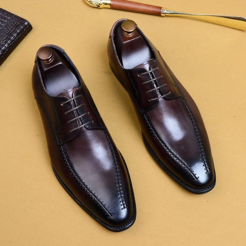 Genuine Cow Leather Men’s Dress Shoes - Fashion Pointed Toe Lace-Up Oxfords Business Formal Big Size - Image 6