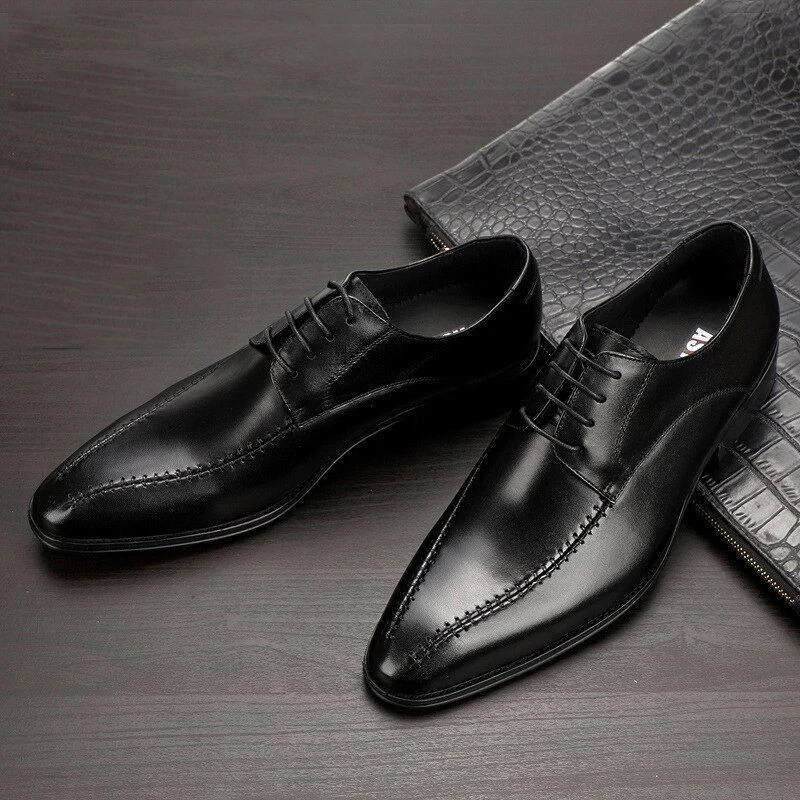 Genuine Cow Leather Men’s Dress Shoes - Fashion Pointed Toe Lace-Up Oxfords Business Formal Big Size - Image 4