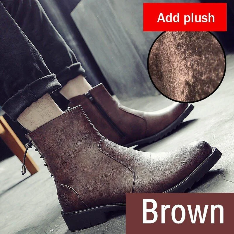 Misalwa Zipper Leather Men Ankle Boots Fashion Winter Chelsea Snow Boots Back Side Lace-up Formal Oxford Dress Boots - Image 7