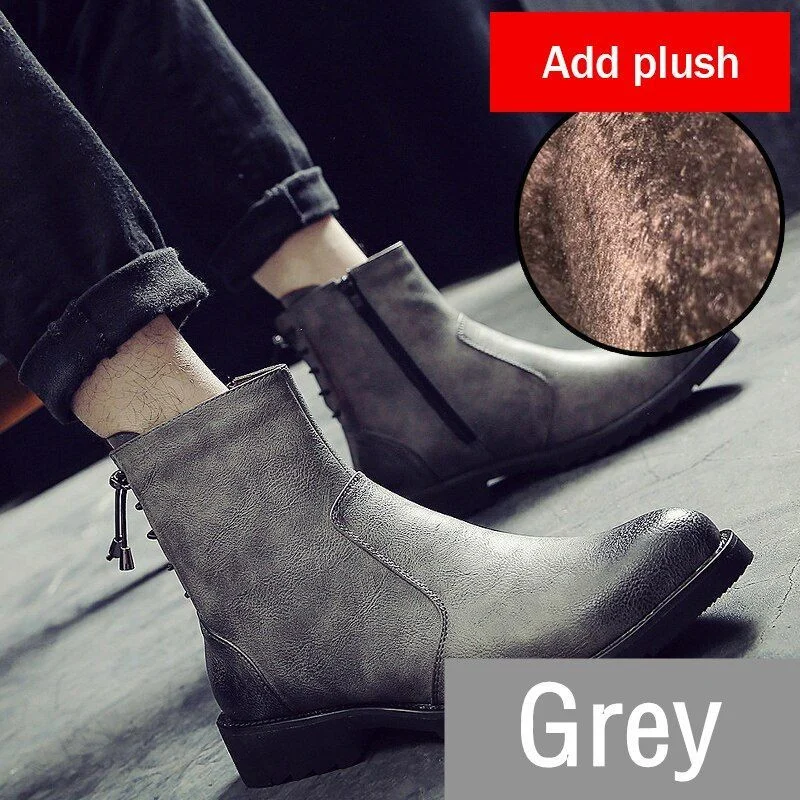 Misalwa Zipper Leather Men Ankle Boots Fashion Winter Chelsea Snow Boots Back Side Lace-up Formal Oxford Dress Boots - Image 8