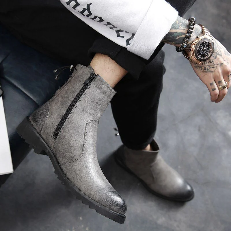 Misalwa Zipper Leather Men Ankle Boots Fashion Winter Chelsea Snow Boots Back Side Lace-up Formal Oxford Dress Boots - Image 2