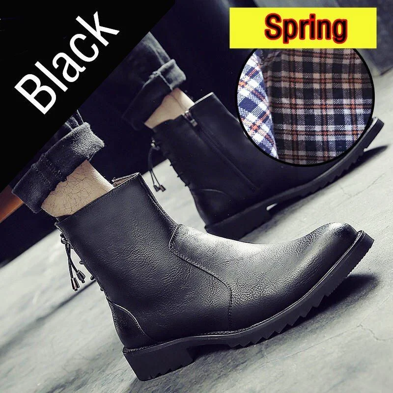 Misalwa Zipper Leather Men Ankle Boots Fashion Winter Chelsea Snow Boots Back Side Lace-up Formal Oxford Dress Boots - Image 9