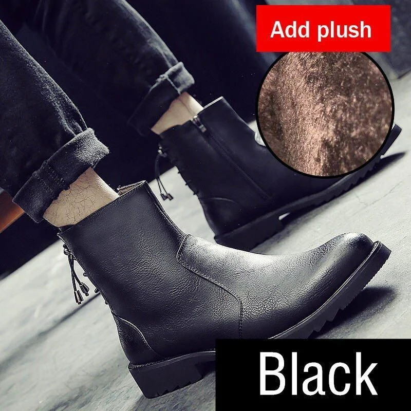 Misalwa Zipper Leather Men Ankle Boots Fashion Winter Chelsea Snow Boots Back Side Lace-up Formal Oxford Dress Boots - Image 6