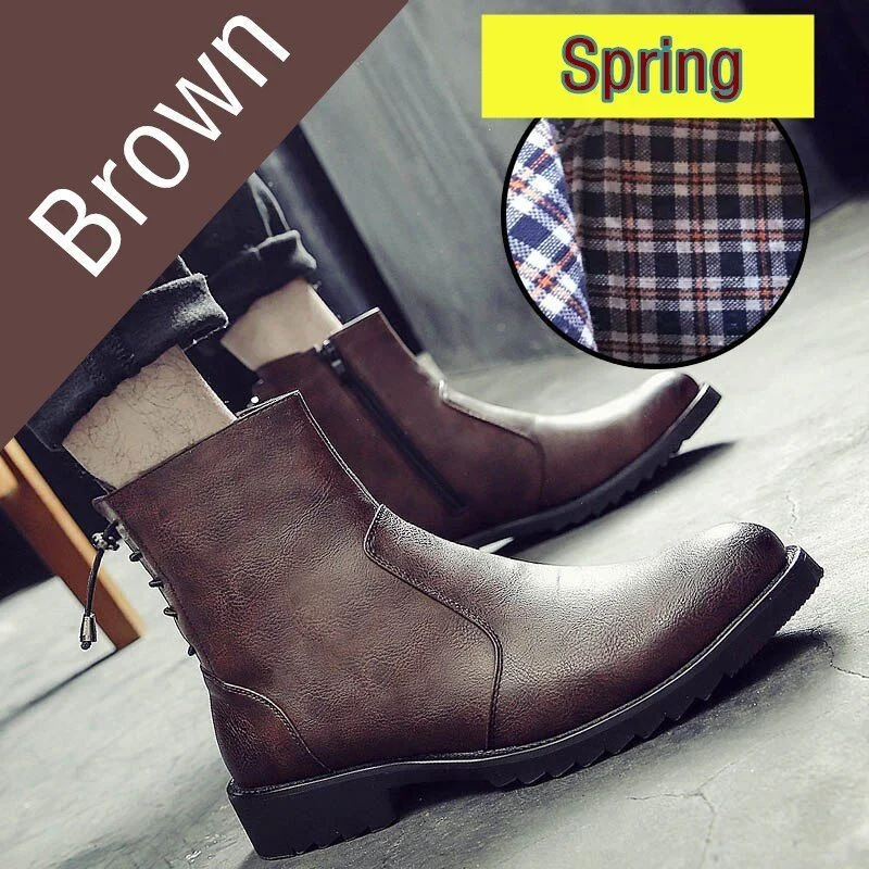 Misalwa Zipper Leather Men Ankle Boots Fashion Winter Chelsea Snow Boots Back Side Lace-up Formal Oxford Dress Boots - Image 10