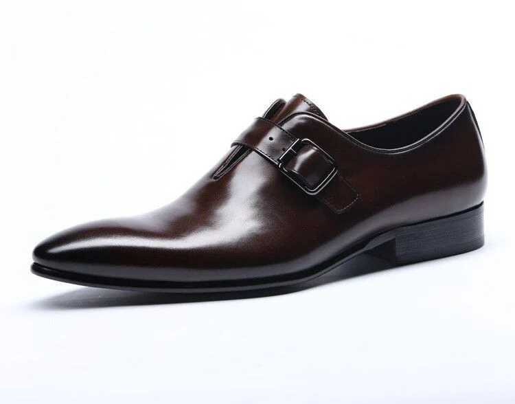 Sipriks Men Shoes Leather Summer Dark Brown Casual Leather Shoes Luxury Brand Wedding Single Monk Strap Sneakers Designers - Image 2