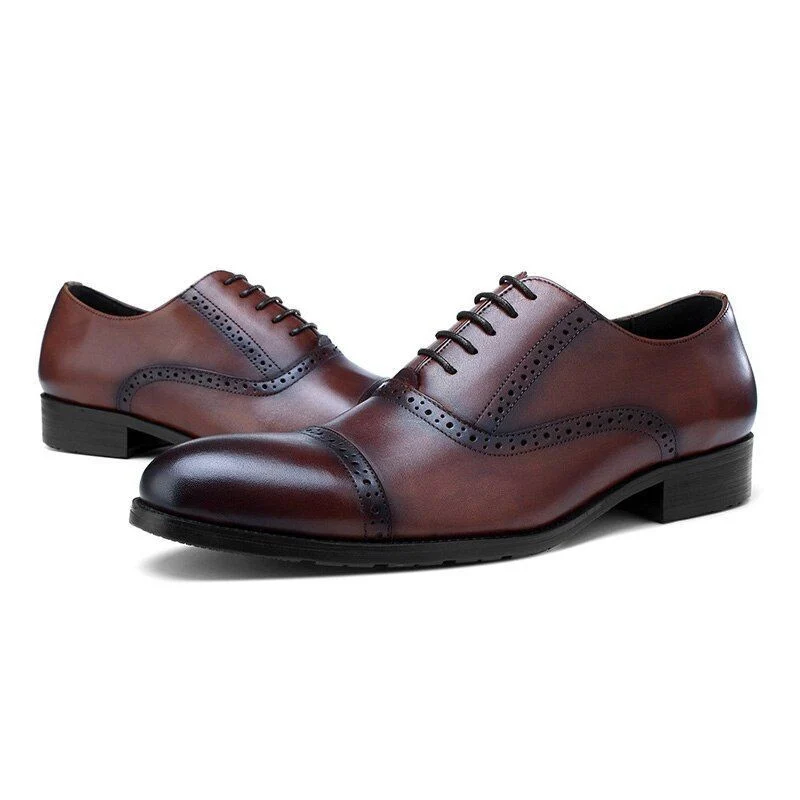 British Style Men's Pointed Business Dress Shoes Italian Handmade Genuine Leather Retro Black Color Brogue Shoes - Image 7