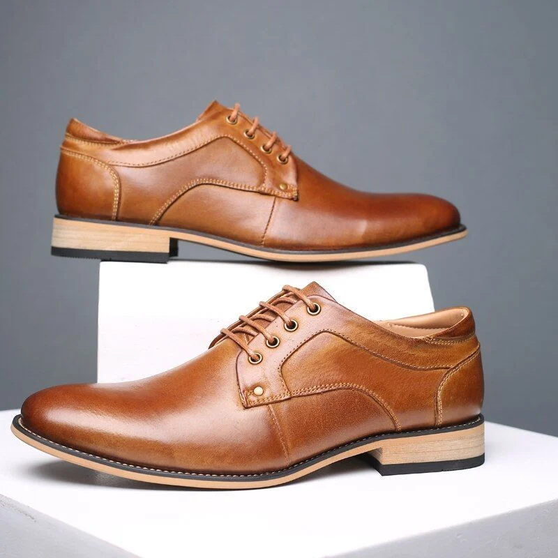 New Men's Genuine Leather Handmade Dress Shoes - Business & Wedding Lace-Up Shoes - Image 5
