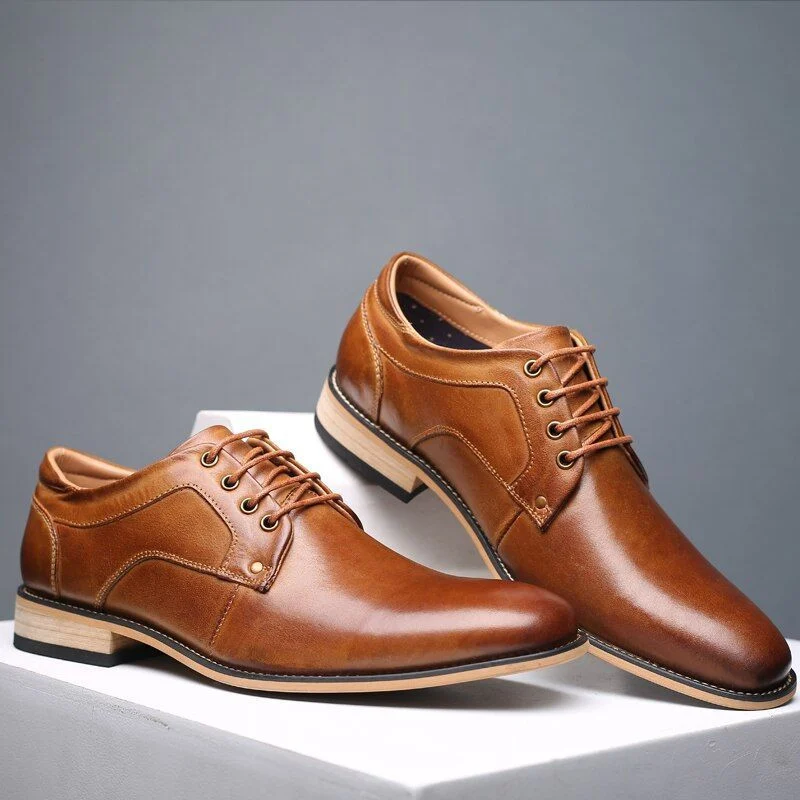 New Men's Genuine Leather Handmade Dress Shoes - Business & Wedding Lace-Up Shoes - Image 6