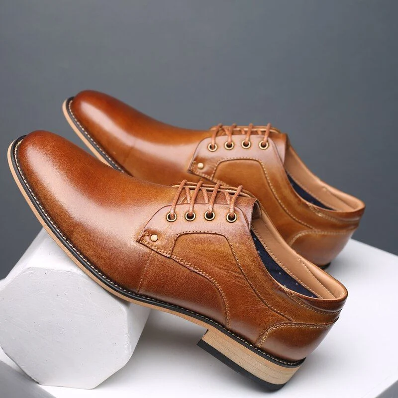 New Men's Genuine Leather Handmade Dress Shoes - Business & Wedding Lace-Up Shoes - Image 4